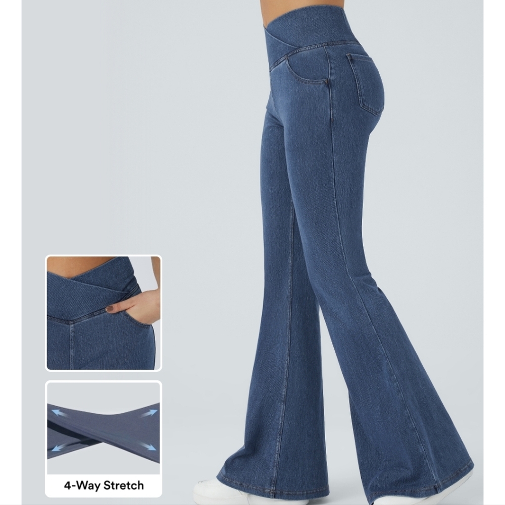 HALARA Dark Blue Flare Jeans